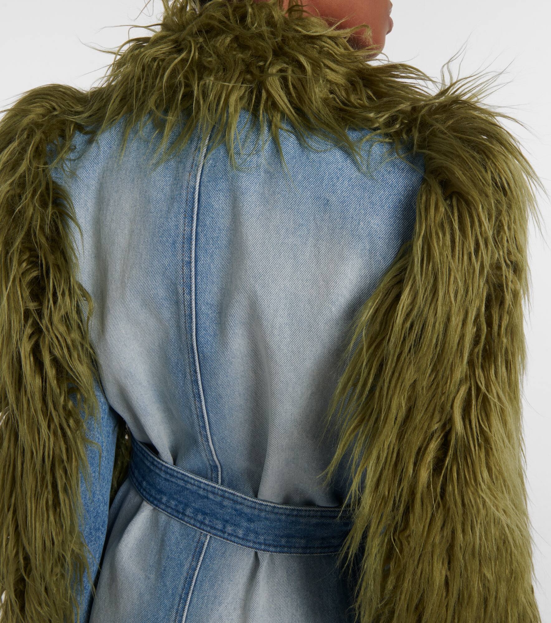 Rangel faux fur-trimmed denim coat - 6