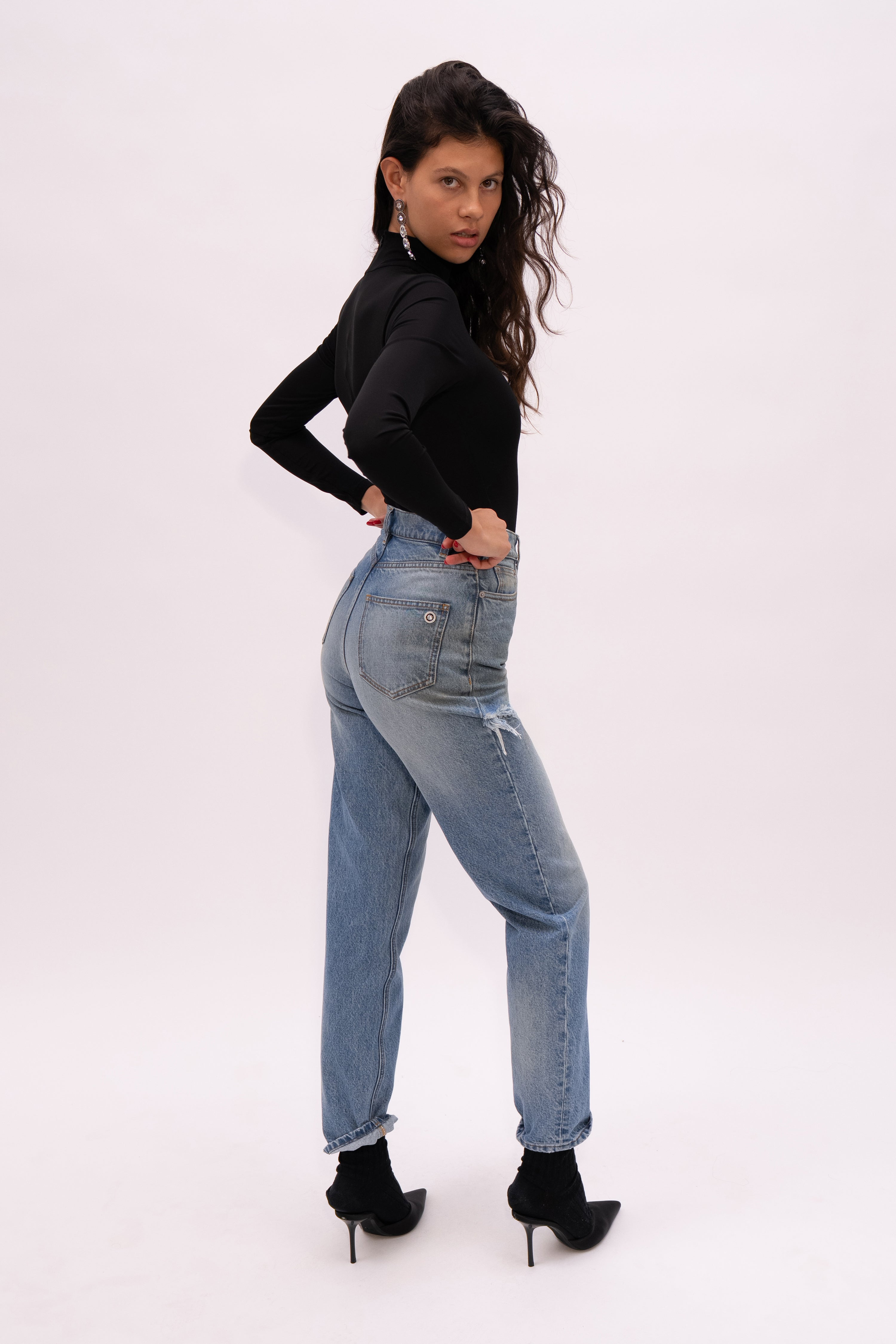 CRYSTAL FRAY SLIT JEAN - 2
