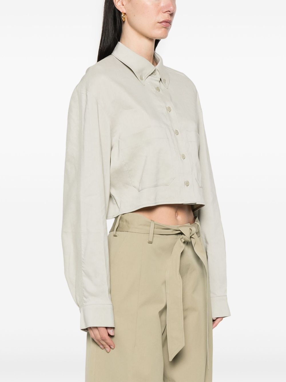 pocket cropped shirt - 3