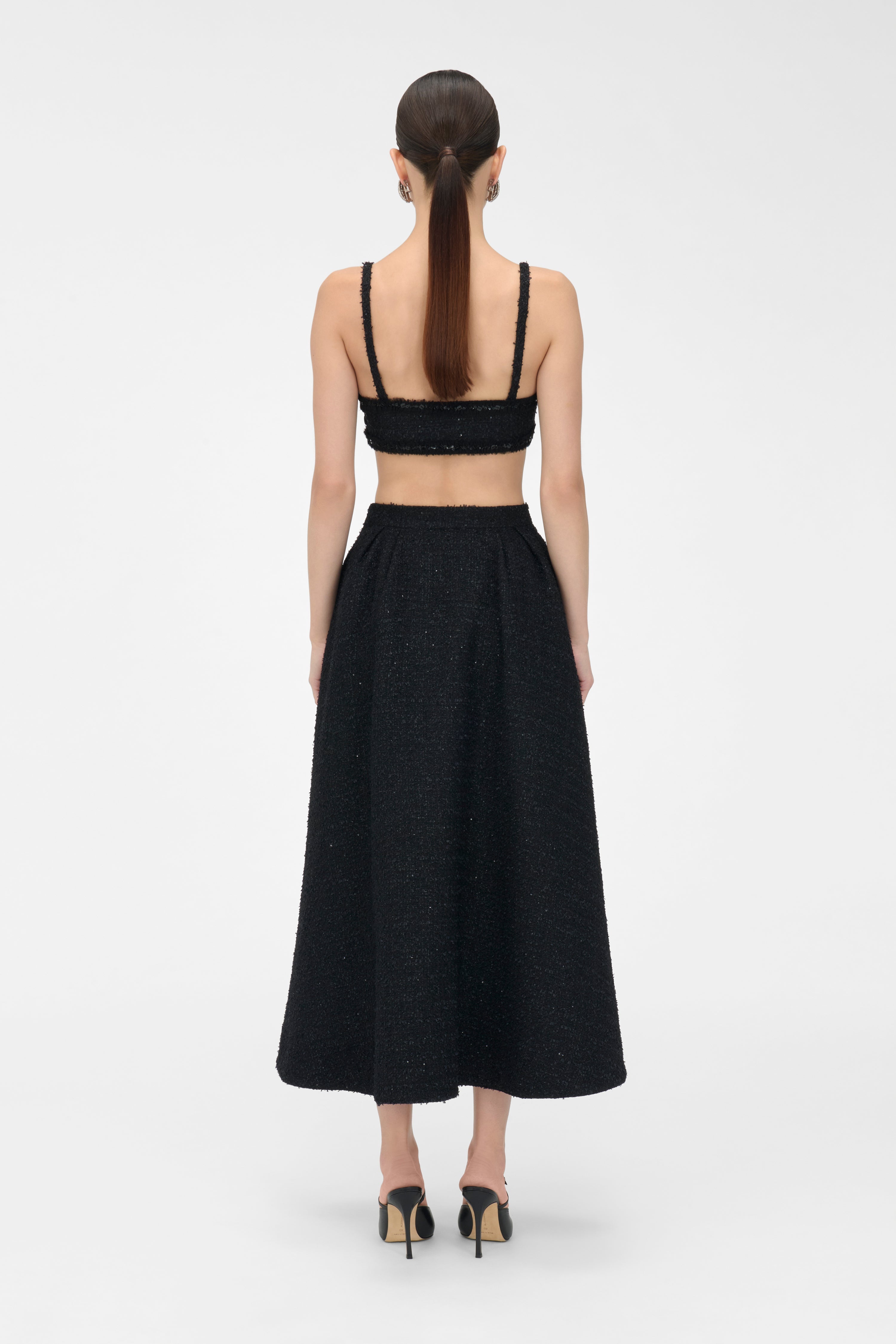 SEQUIN TWEED LONG SKIRT - 4