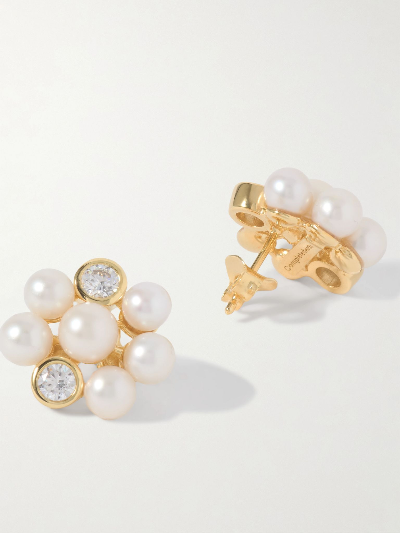Lightdrops recycled gold-vermeil, pearl and cubic zirconia earrings White - 3