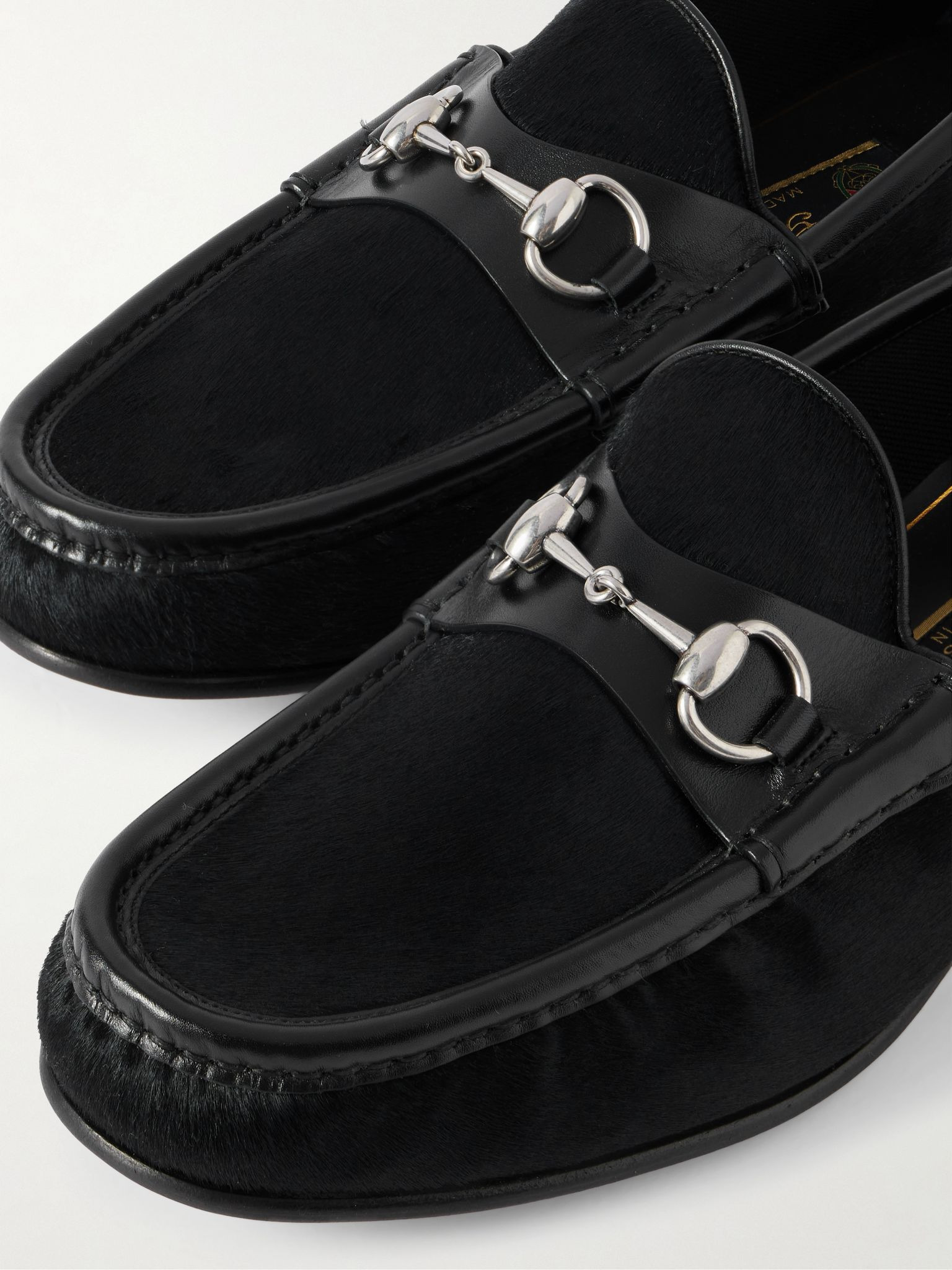 Horsebit 1953 Leather-Trimmed Calf Hair Loafers Black - 5