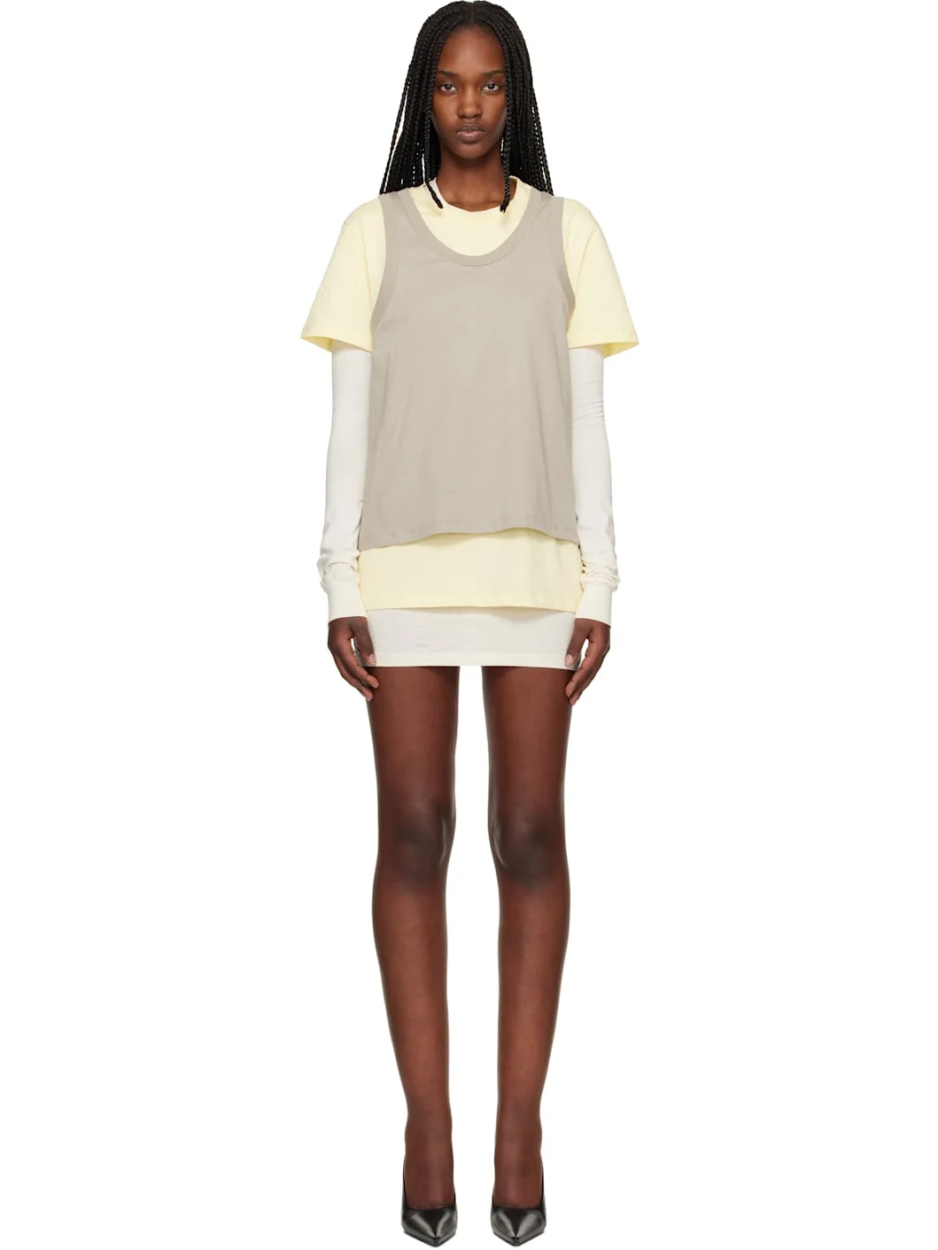Multicolor Layered Minidress & T-shirt Set - 1