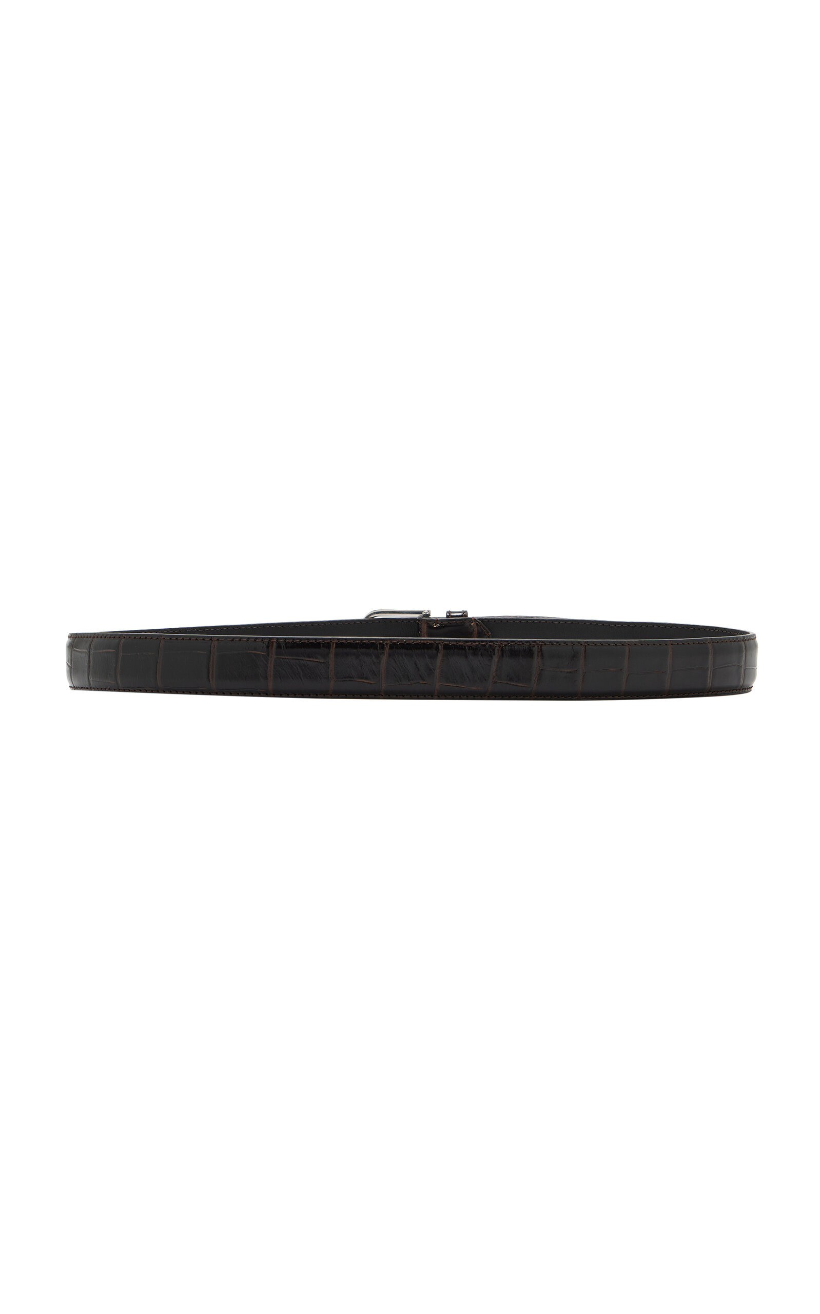 Slim Croc-Embossed Leather Belt brown - 3