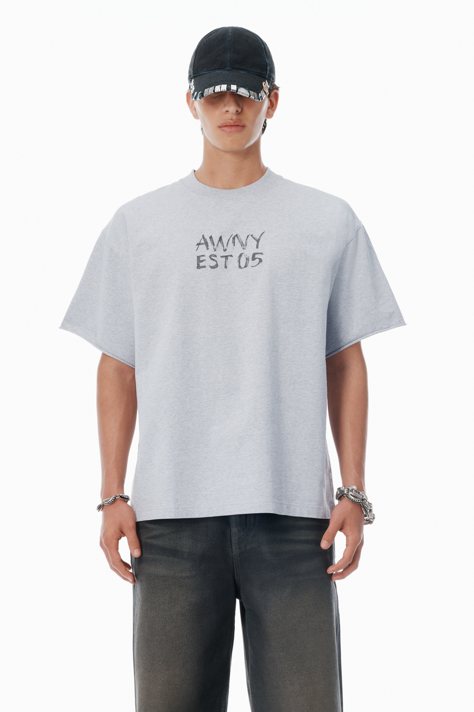 Light Grey Cotton Boxy Logo T-Shirt - 2
