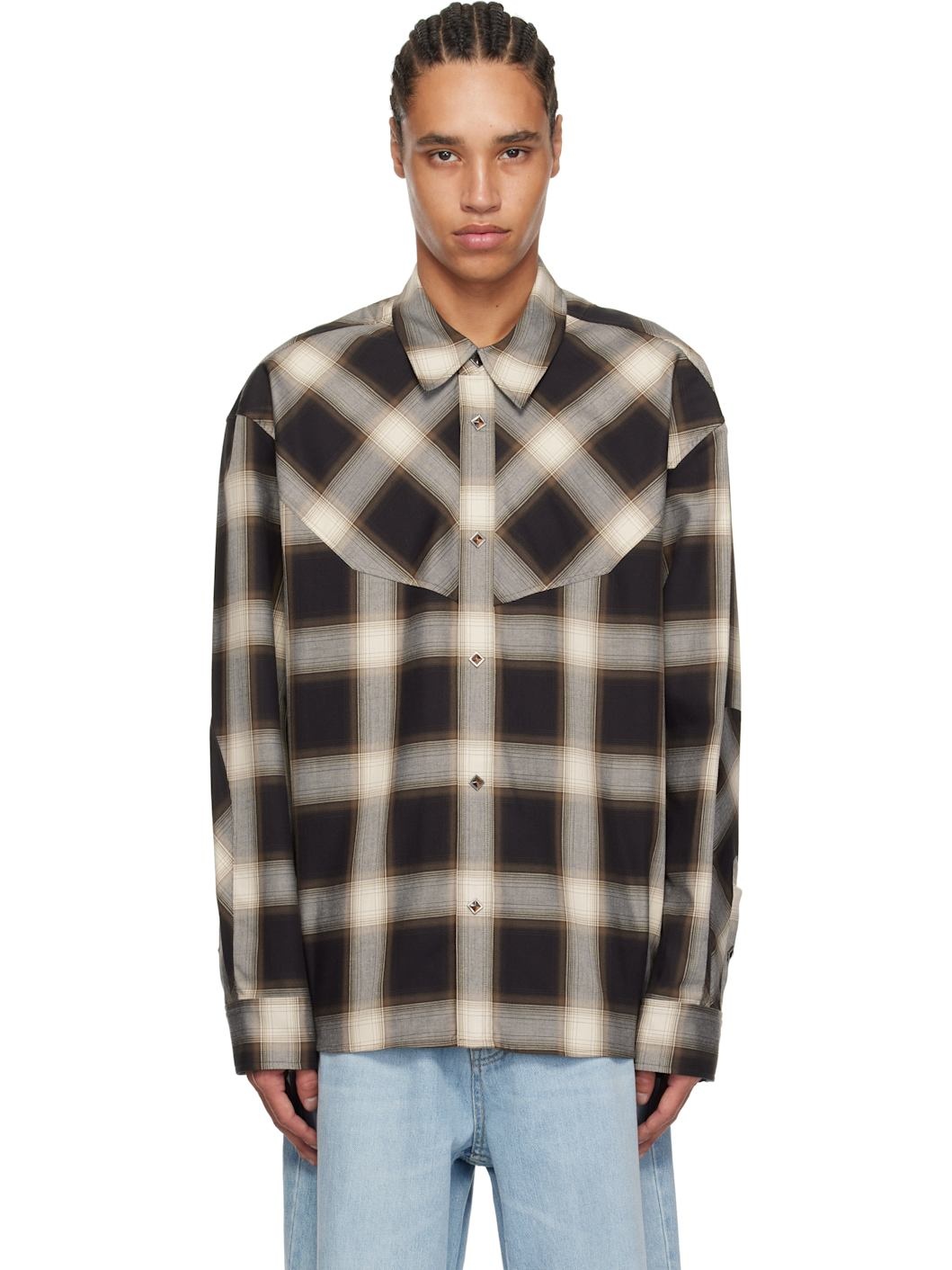 Black Western Check Shirt - 1