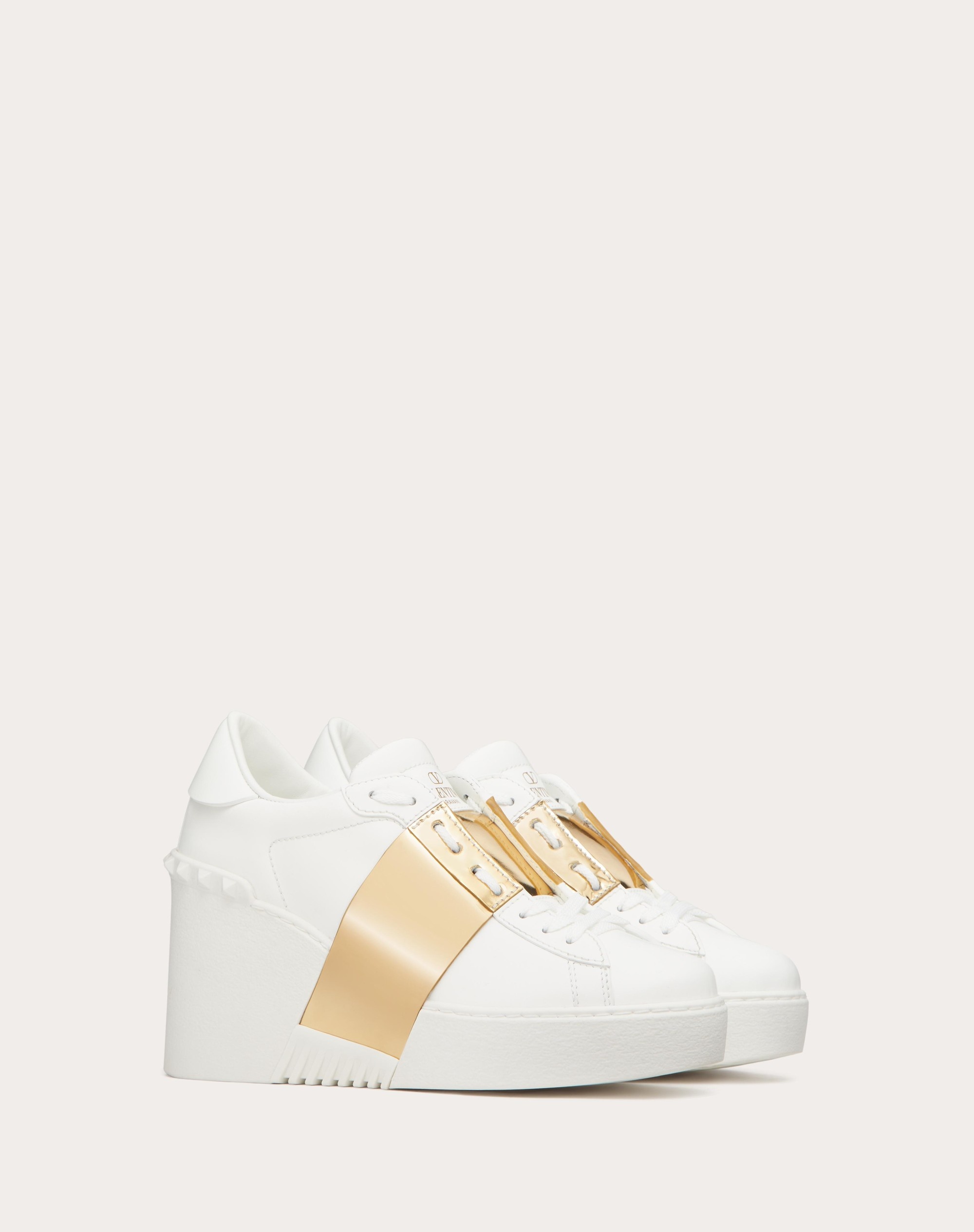 OPEN DISCO WEDGE SNEAKER IN CALFSKIN WITH METALLIC BAND 85MM - 2