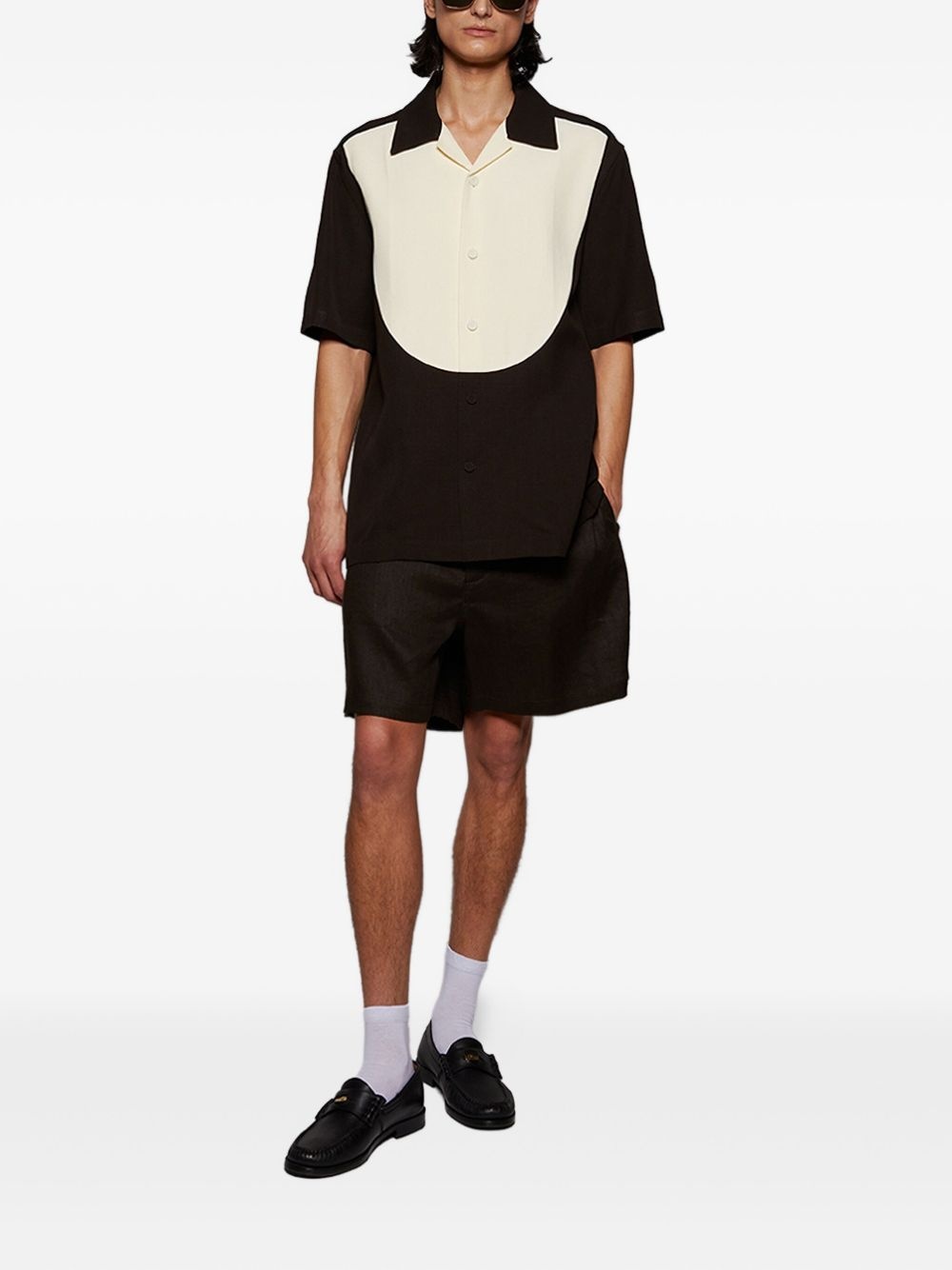 linen button-front shorts - 2
