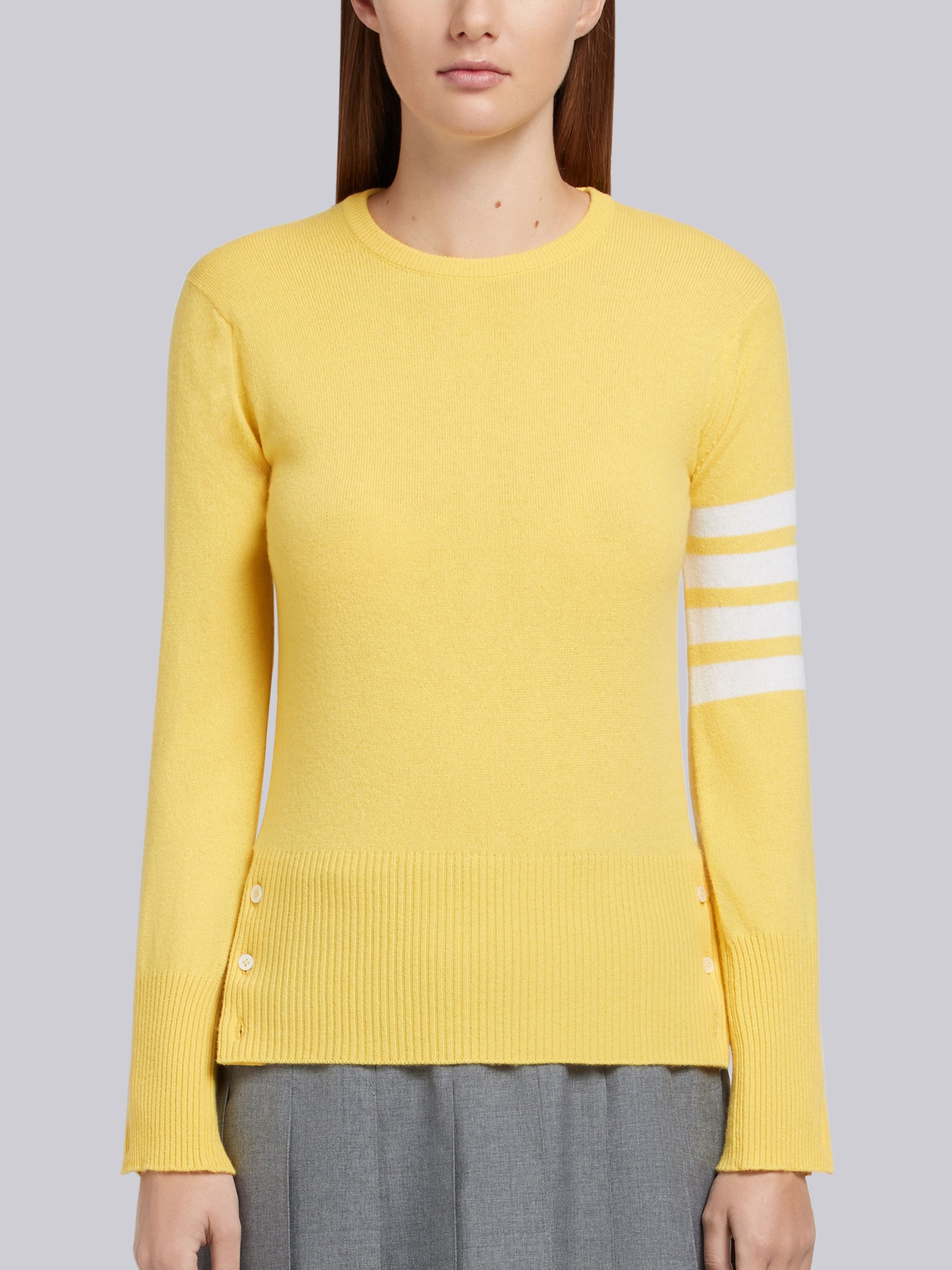 Classic Crewneck Pullover in Cashmere With 4-Bar Sleeve Stripe - 1