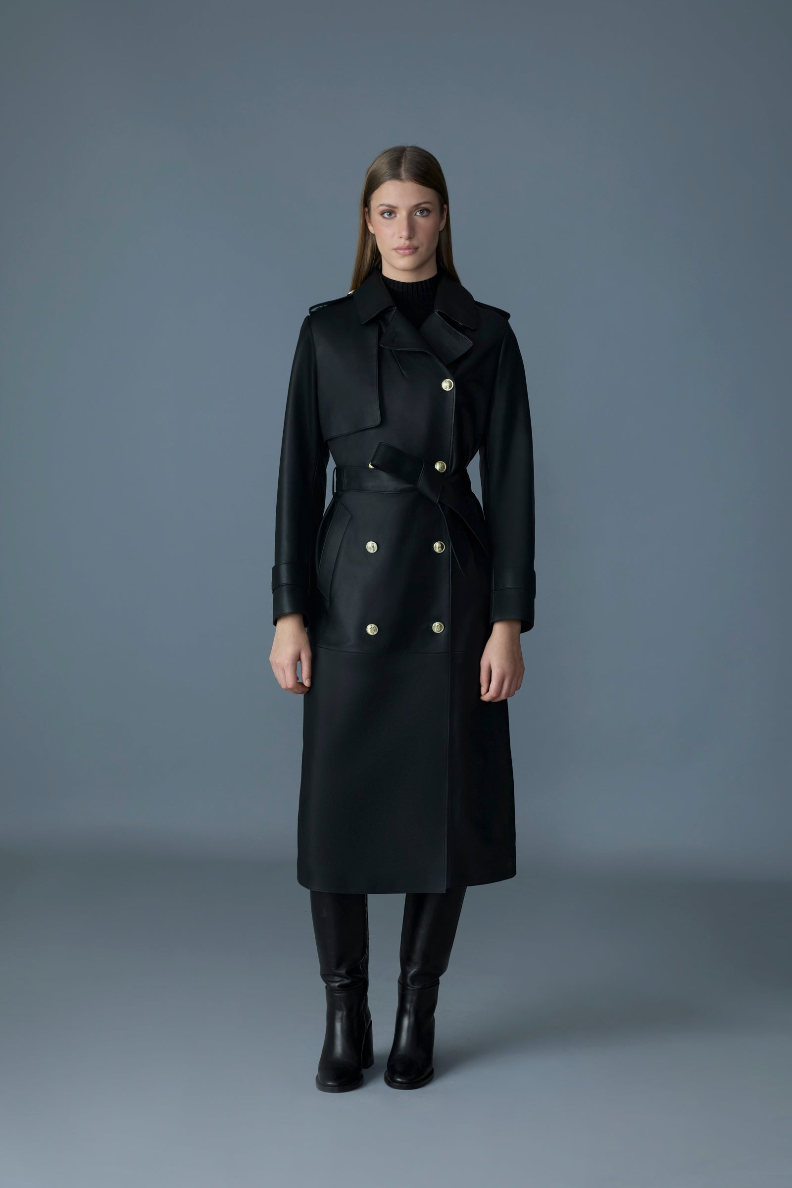 GAEL-V Maxi Leather Trench Coat - 3