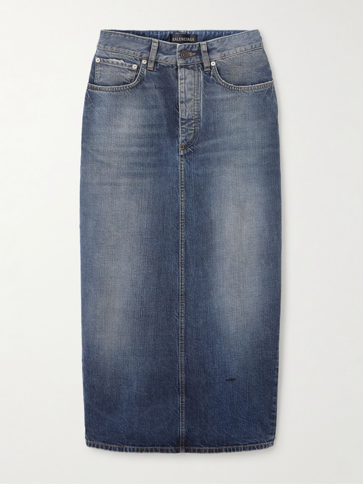 Distressed denim midi skirt Blue - 1