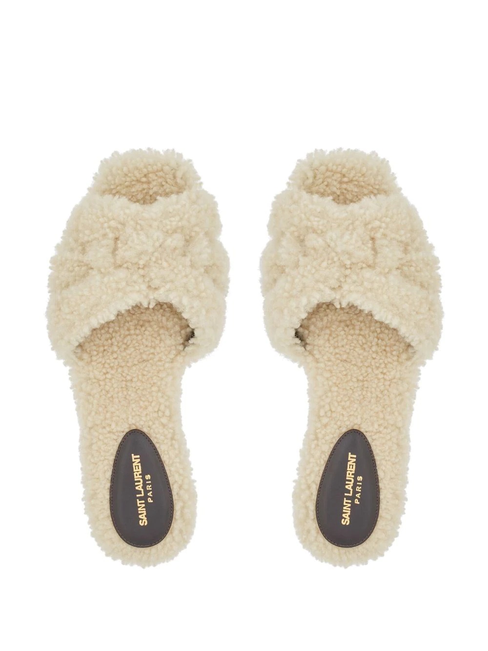 shearling flat slides - 6