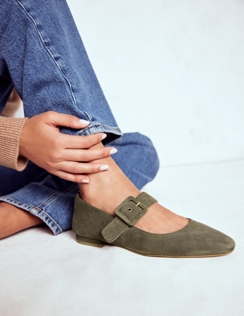 BODEN Vic Chisel Toe Mary Janes-Deep Olive outlook