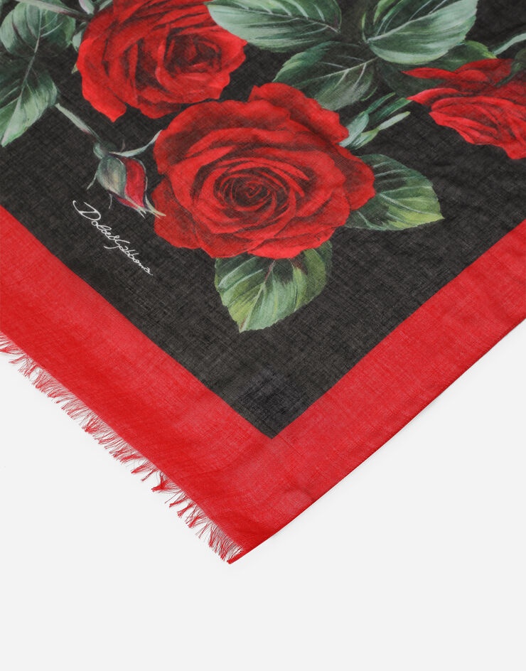 Rose-print cashmere and modal scarf (135 x 200) - 2