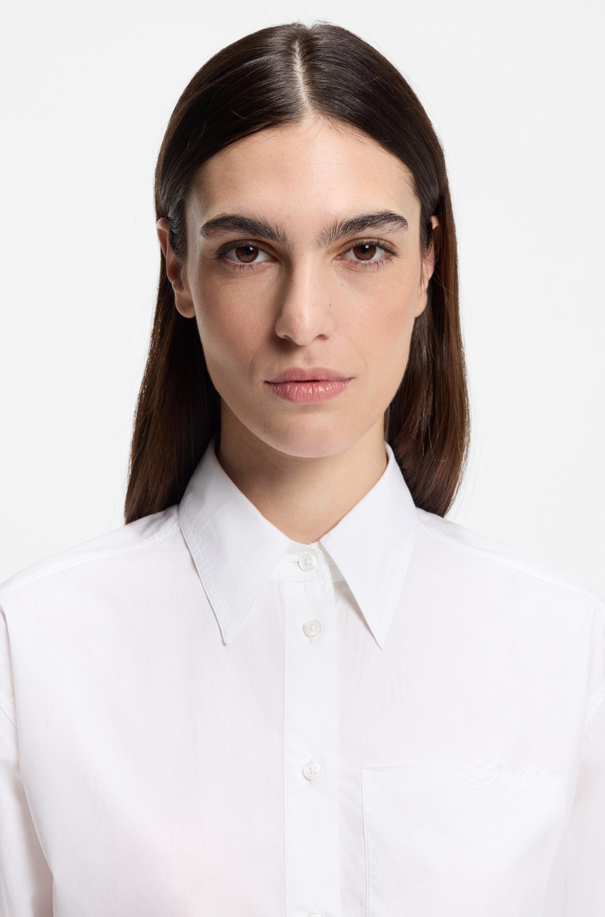OVERSIZE-FIT CROPPED BLOUSE IN COTTON POPLIN - 4