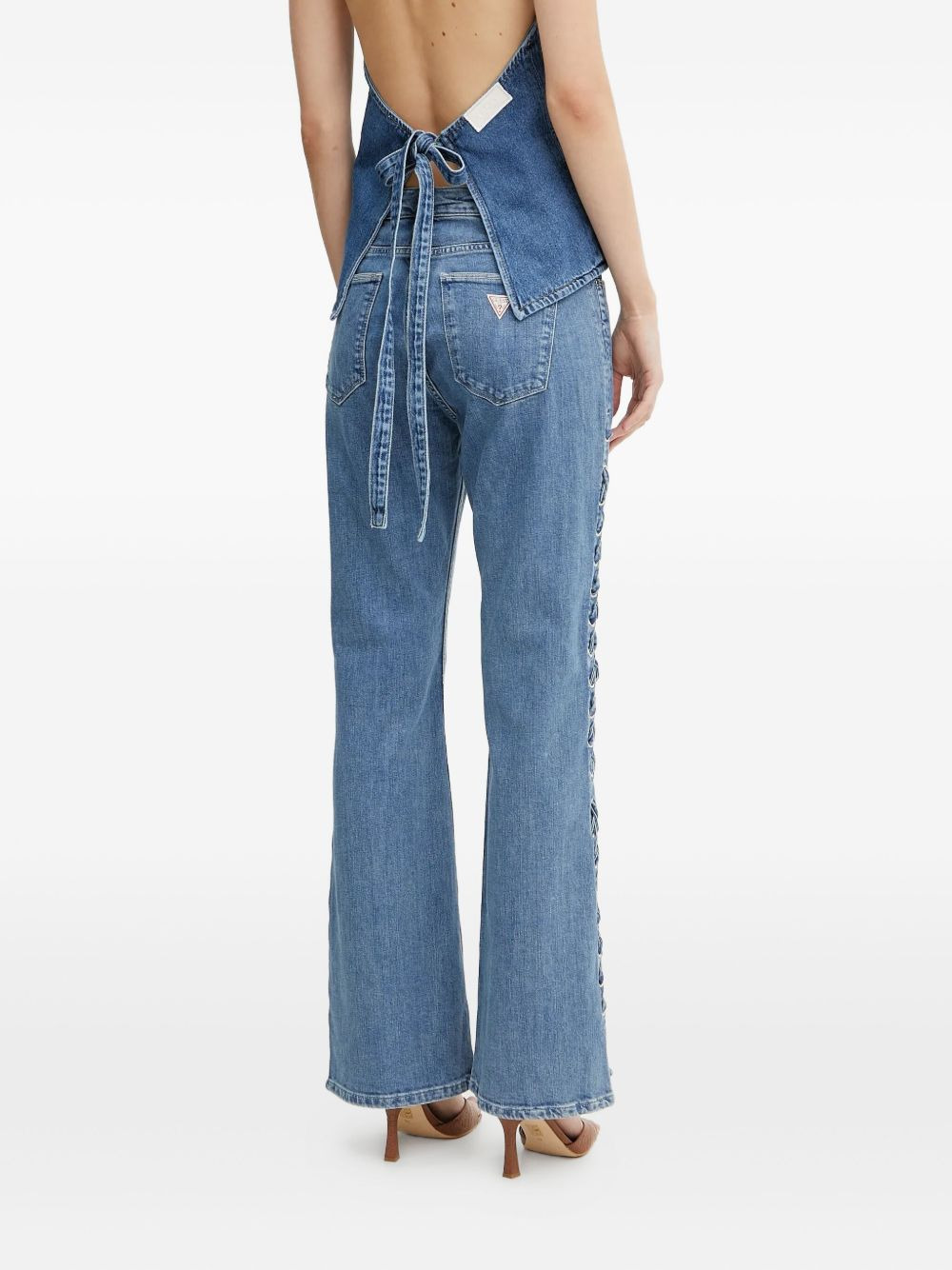 lace-up jeans - 4