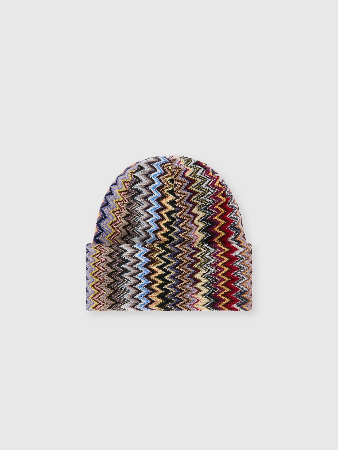 Wool beanie with vertical zigzags - 1