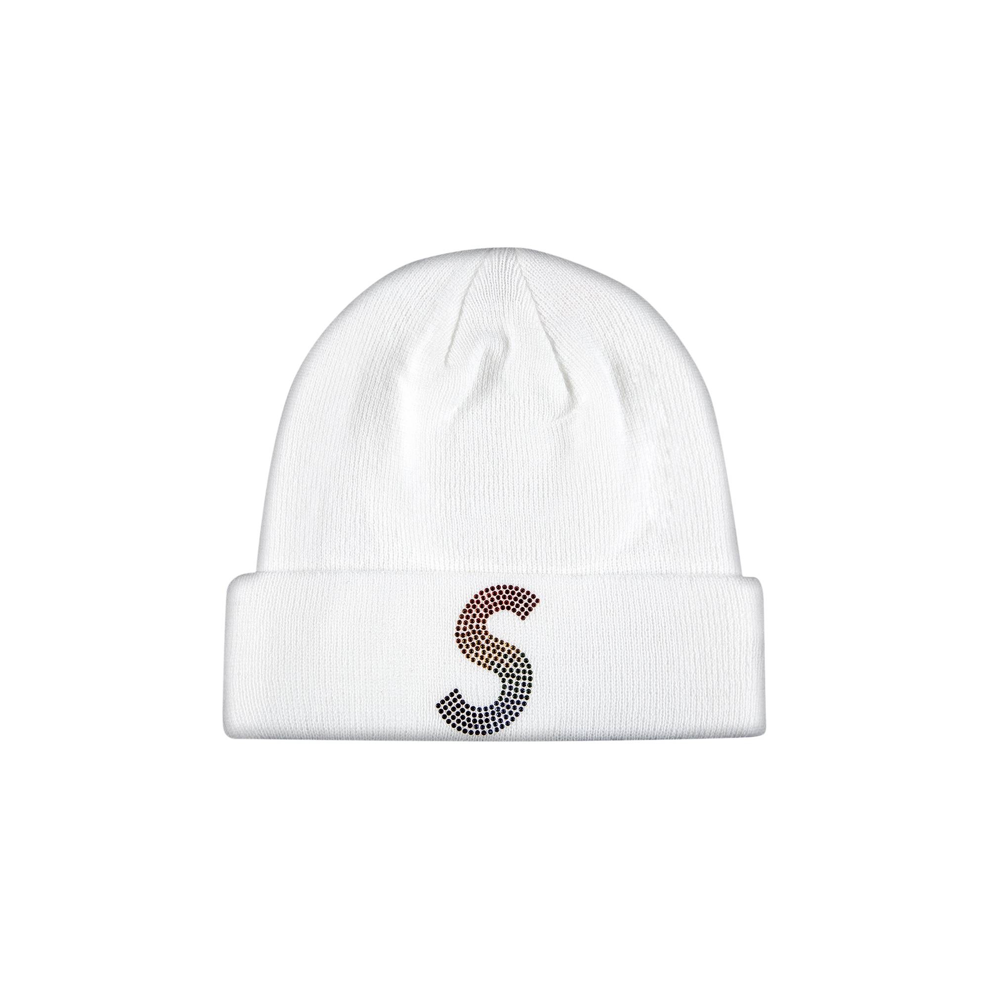 Supreme x New Era x Swarovski S Logo Beanie 'White' - 1