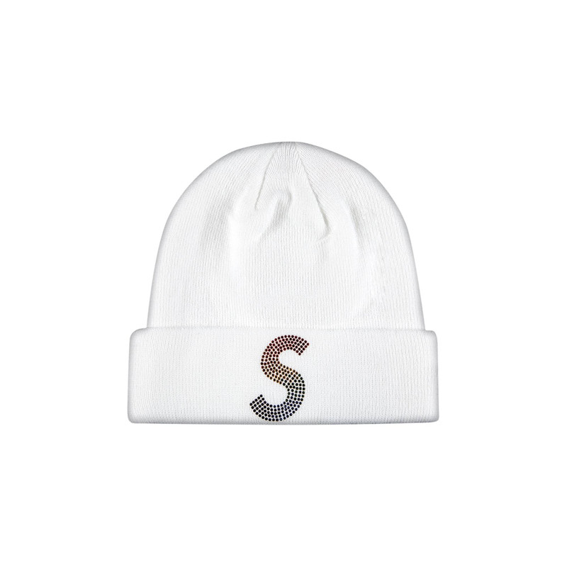Supreme x New Era x Swarovski S Logo Beanie 'White' - 1