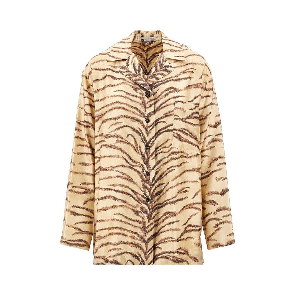 TIGER PRINT ORGANIC SILK SHIRT - 1