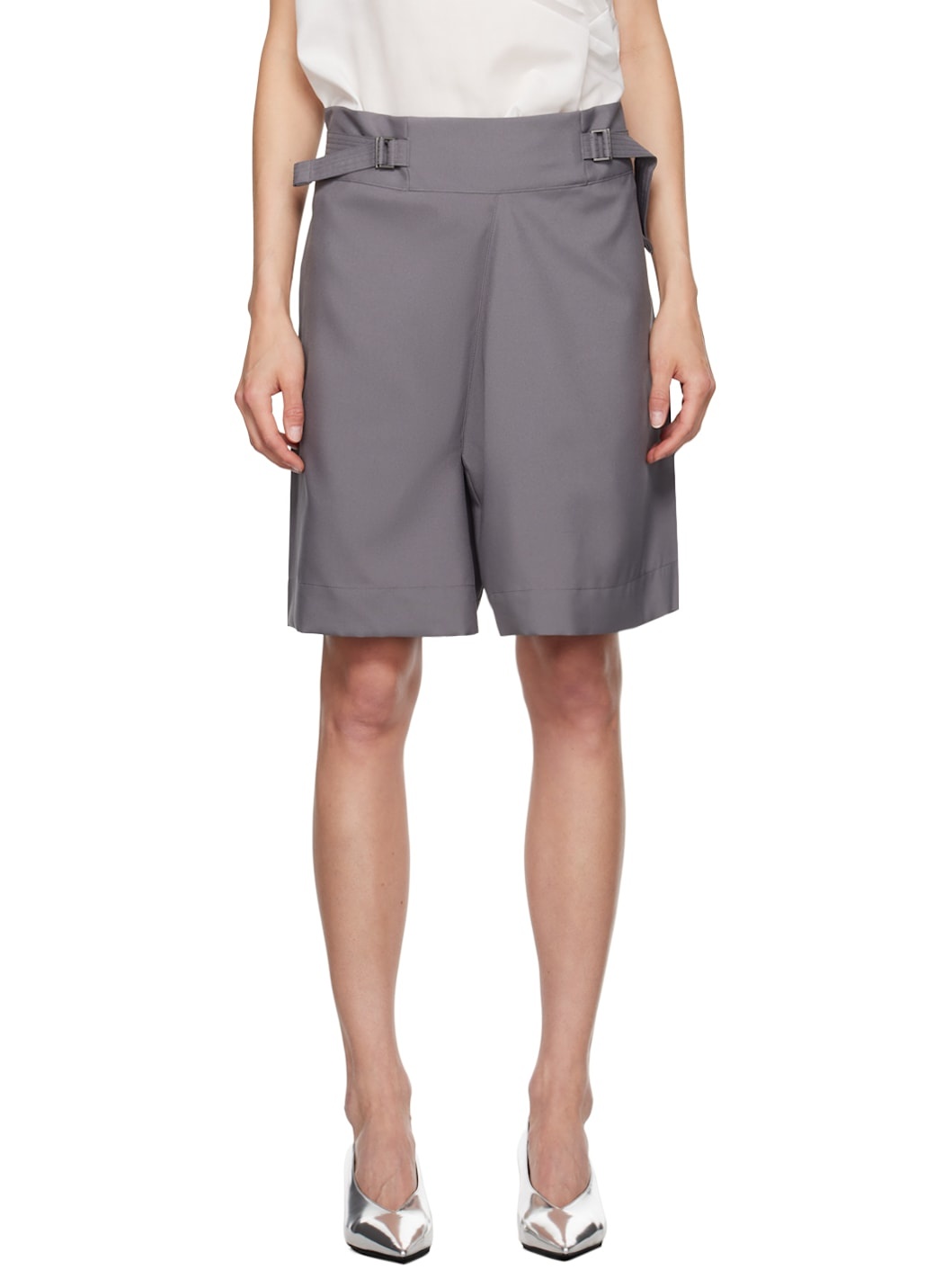 Gray Flat Shorts - 1