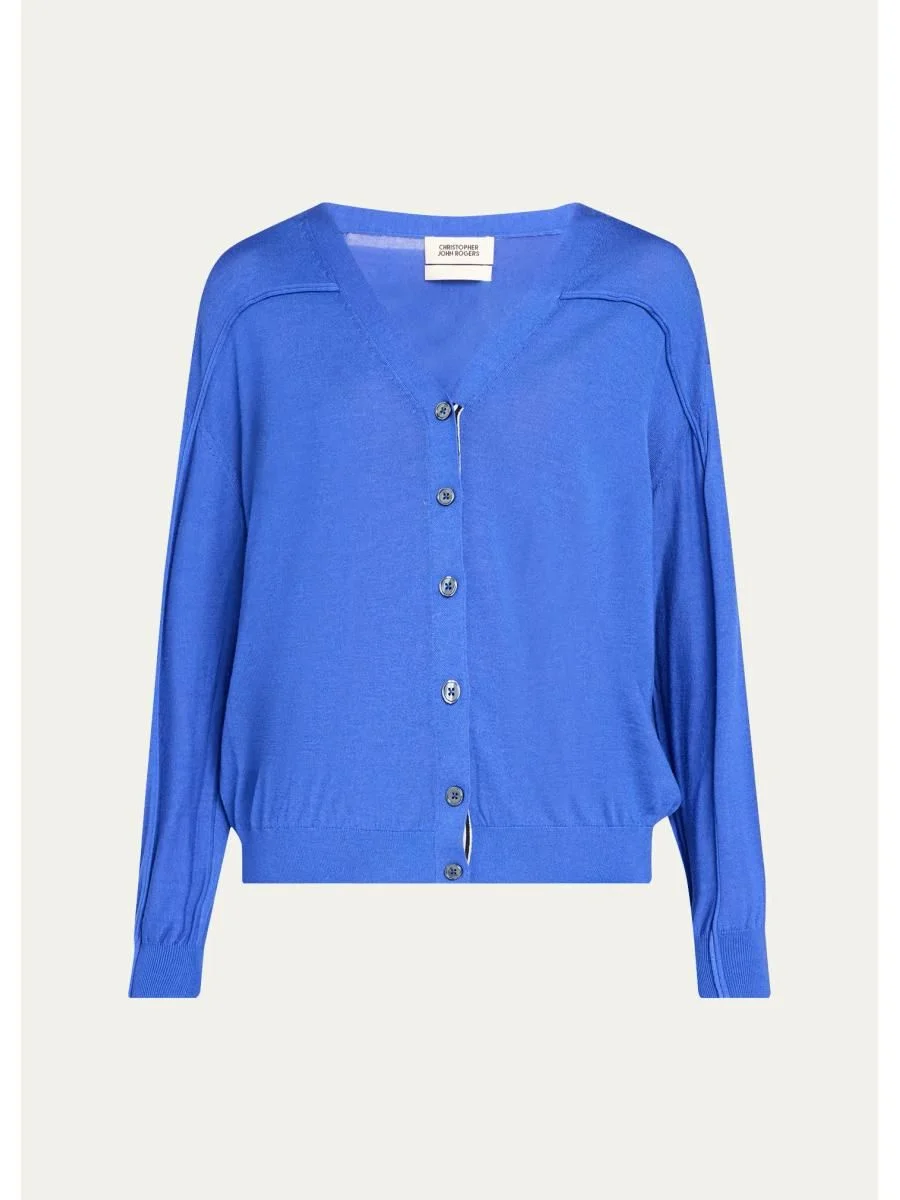 Lightweight Silk-Blend V-Neck Cardigan - 1