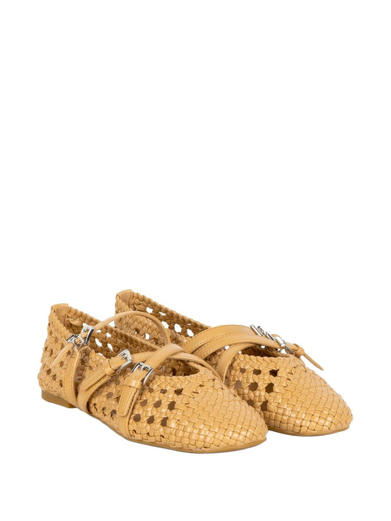 MICHAEL KORS Indy Flex woven buckle-strap ballet flats outlook