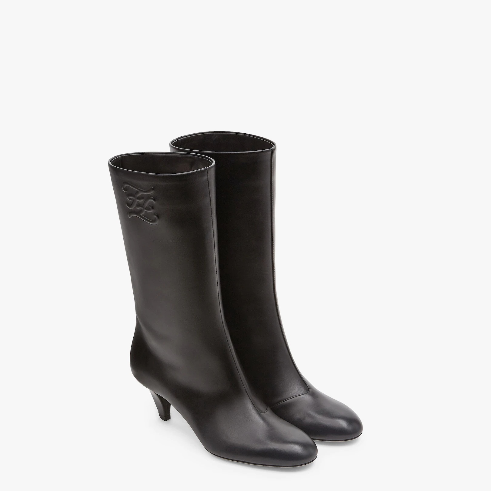 Black leather boots with medium heel - 4