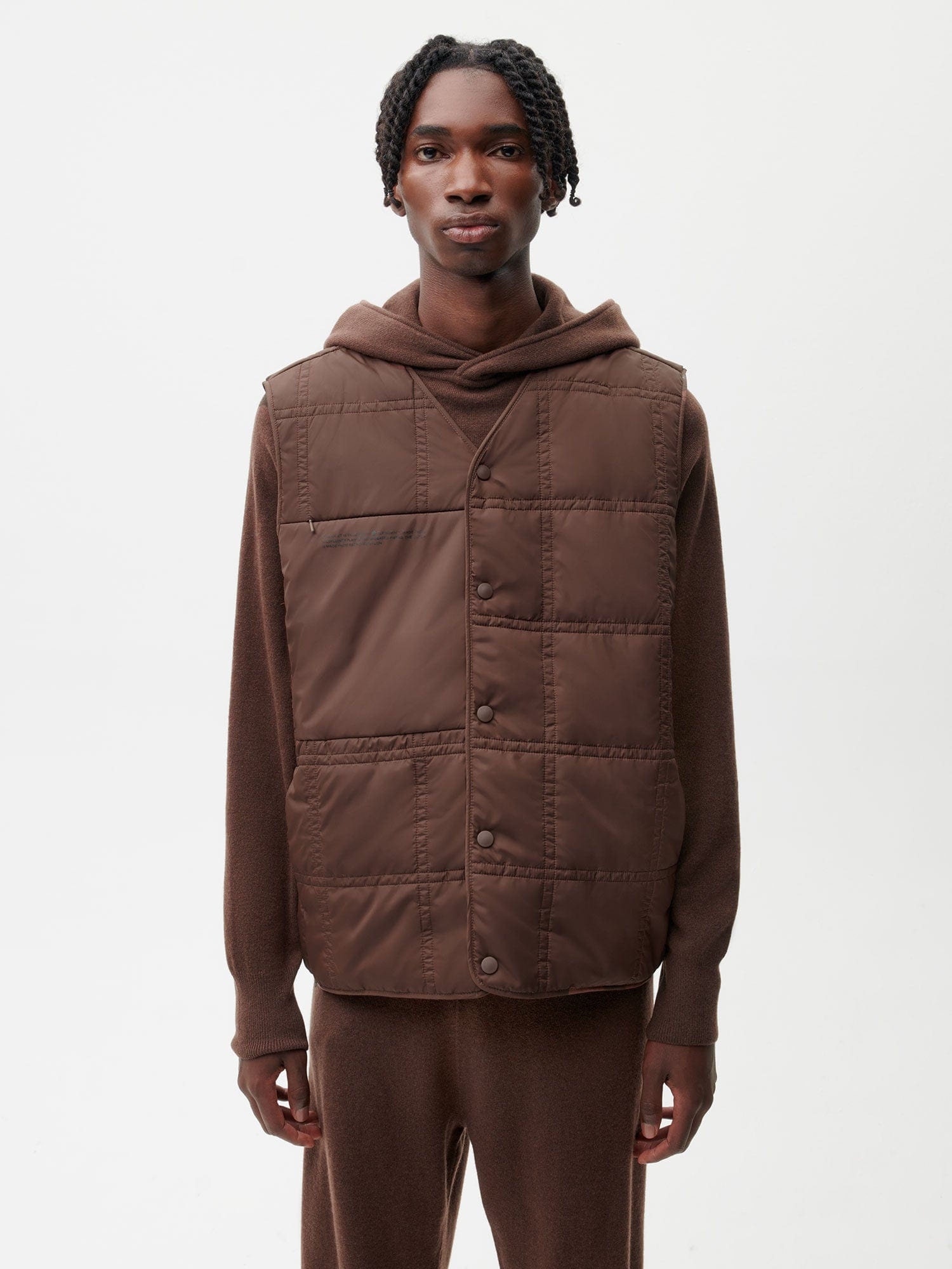 Mens Flower-Warmth Quilted Gilet - Chestnut Brown - 2