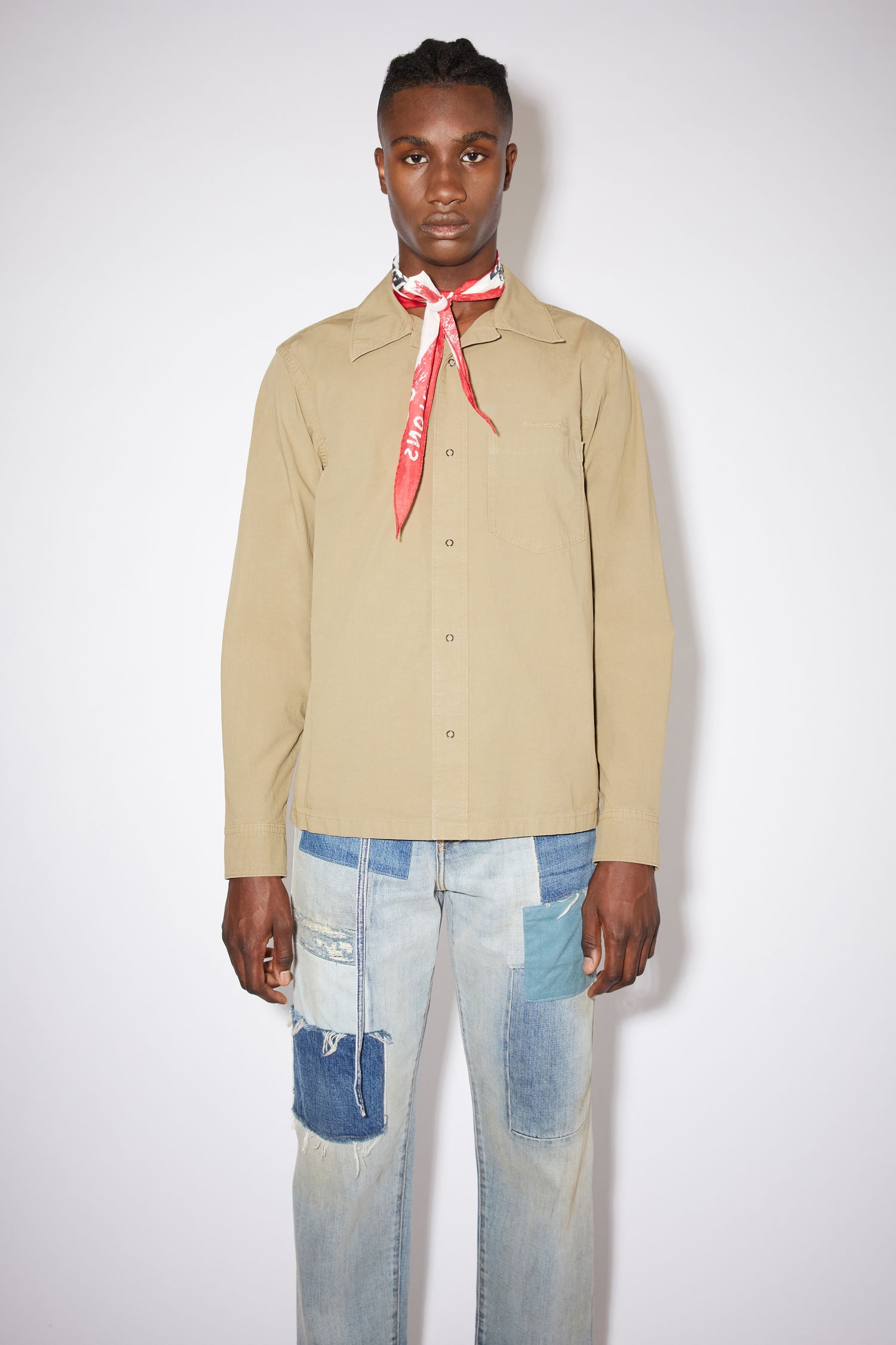 Boxy cropped shirt - Mushroom beige - 2