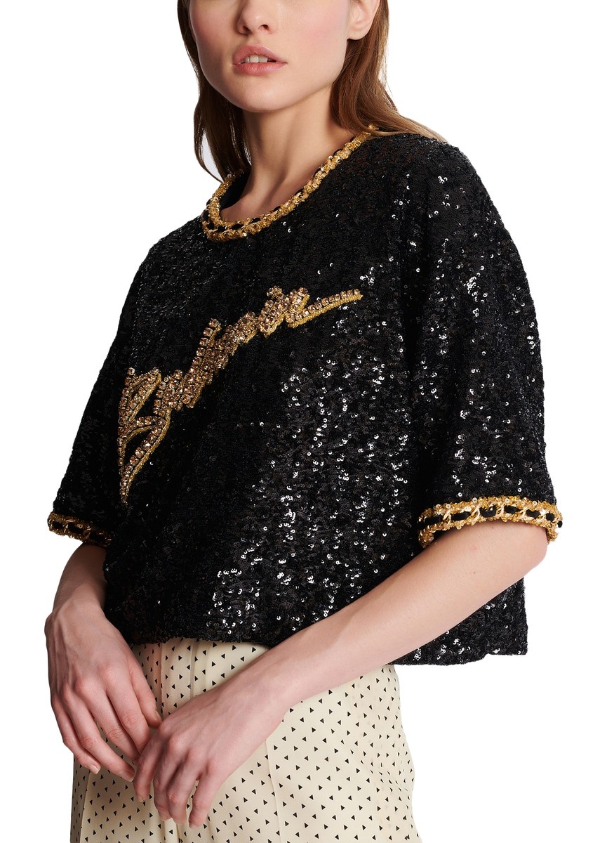 Short T-Shirt embroidered with sequins - 5