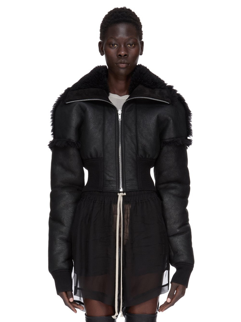 shearling-trimmed cropped jacket 1