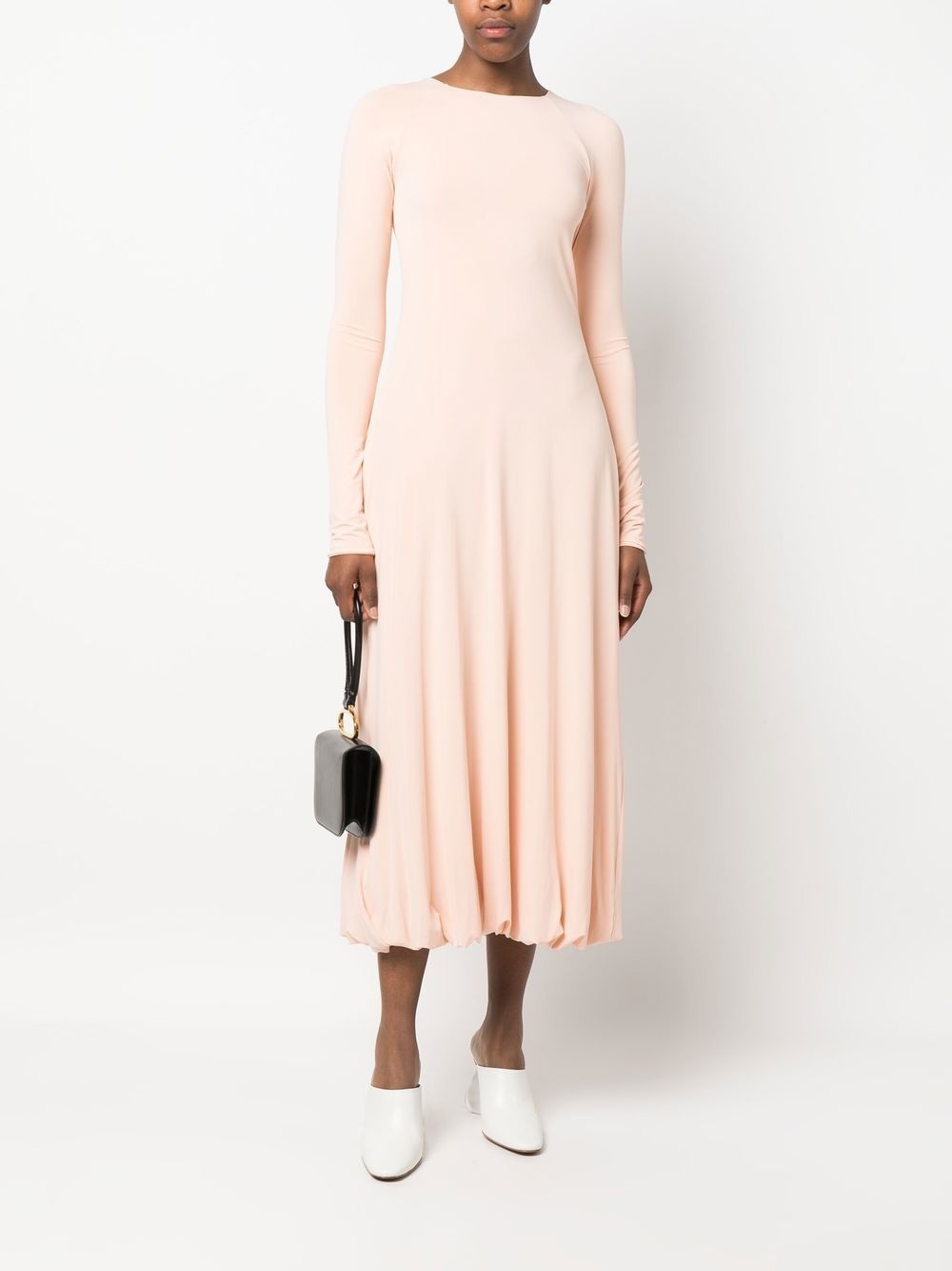long-sleeved flared dress - 2