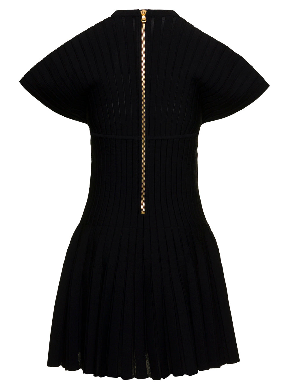 Balmain Women Black Pleated Mini Dress In Viscose Woman - 2
