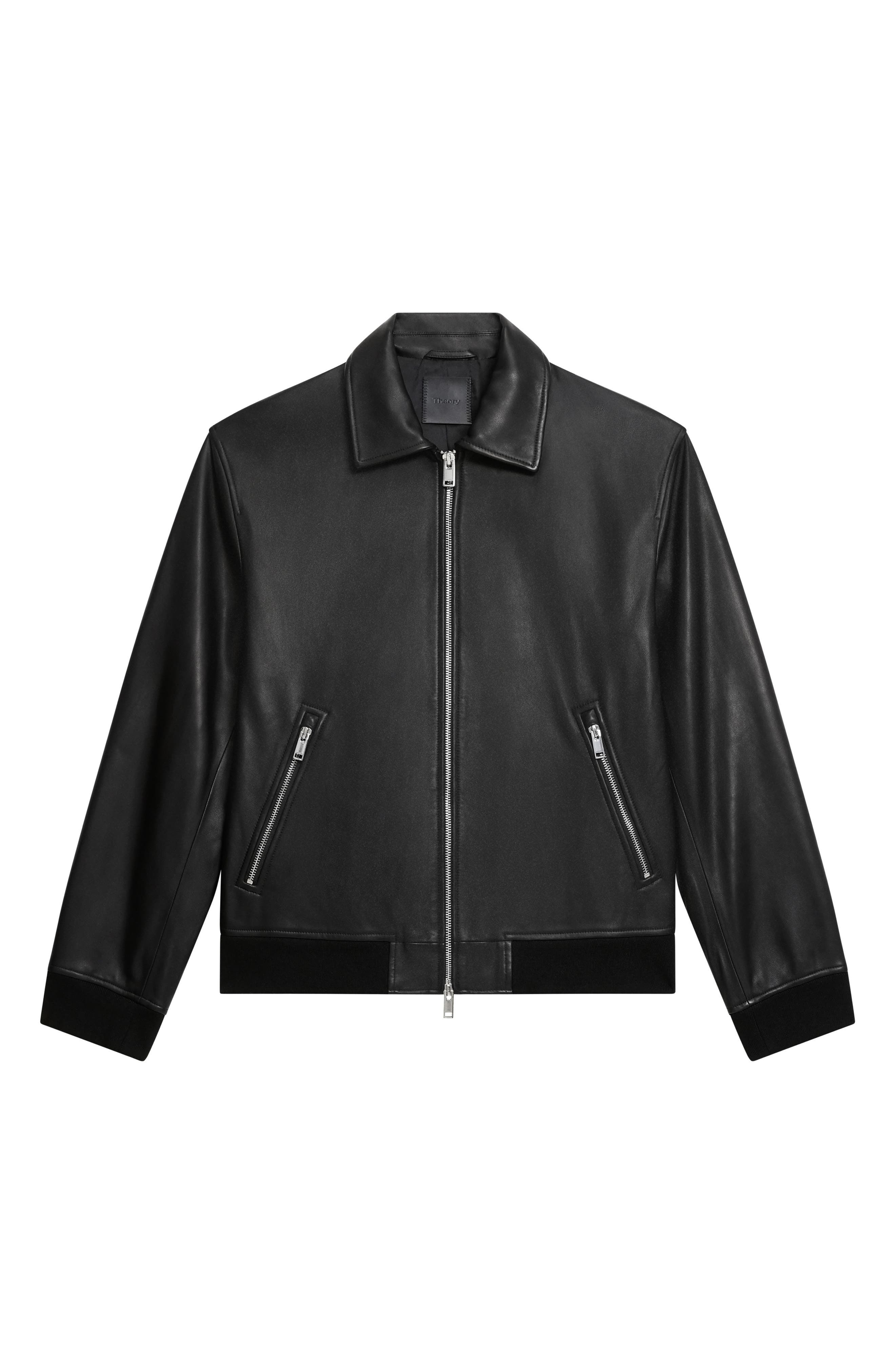Theory Wyatt Leather Jacket in Black at Nordstrom - 4