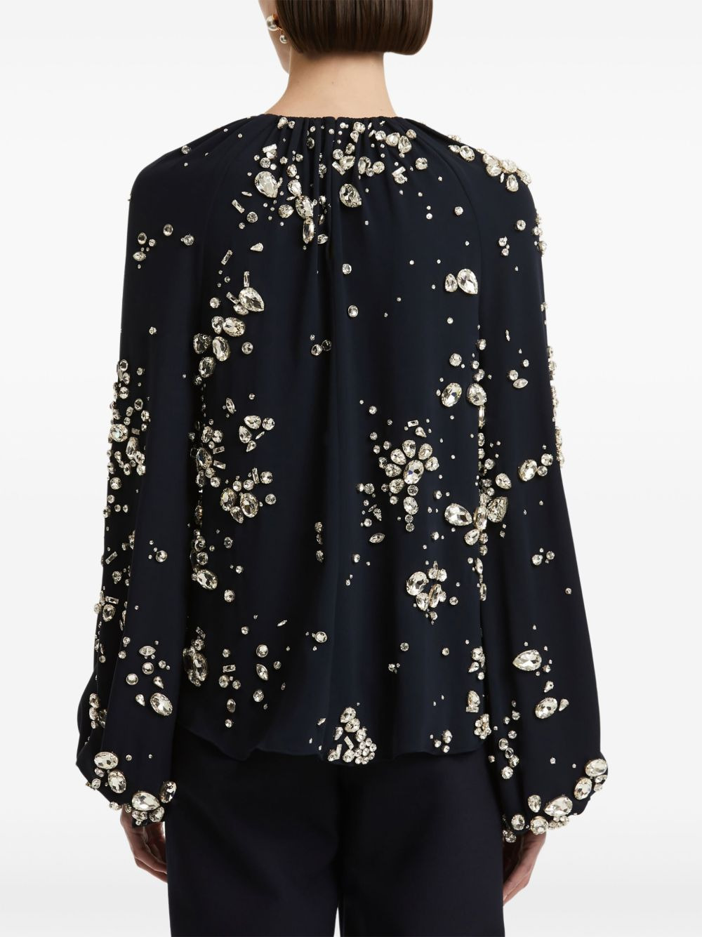 crystal-embellished balloon-sleeve blouse - 5
