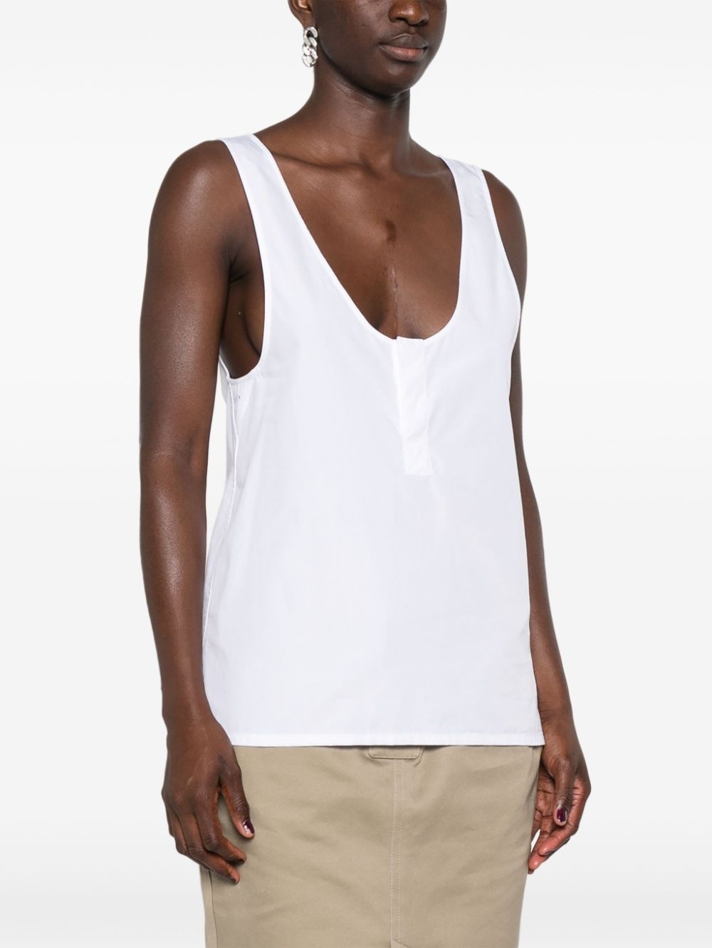 semi-sheer henley tank top - 3