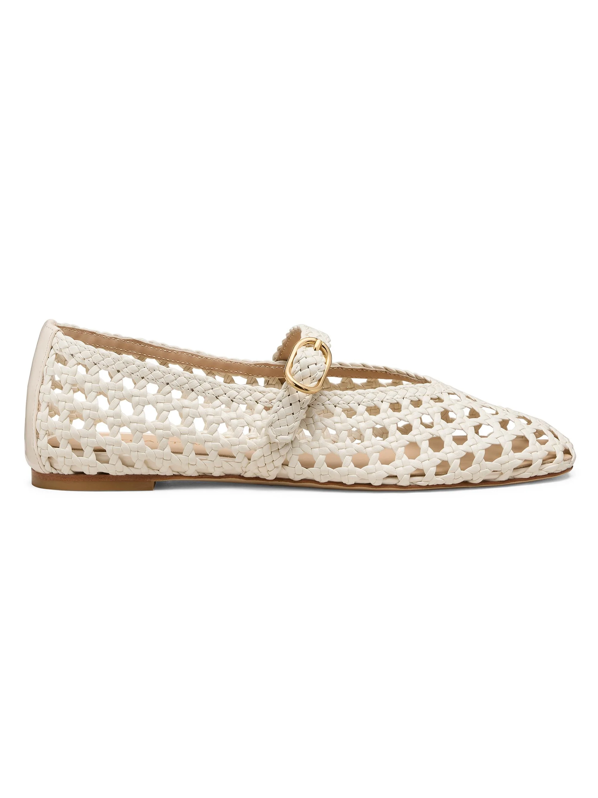 Women's Prim Woven Leather Mary Janes - Cream - 1