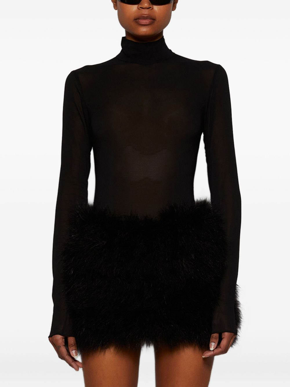Elly In Mystere feather-trimmed mini dress - 3