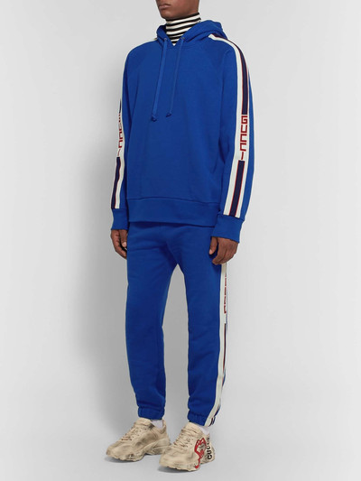 GUCCI Webbing-Trimmed Loopback Cotton-Jersey Sweatpants outlook