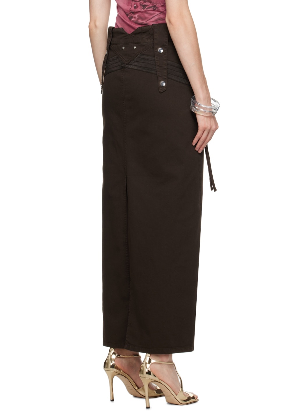 Brown Pockets Maxi Skirt - 3