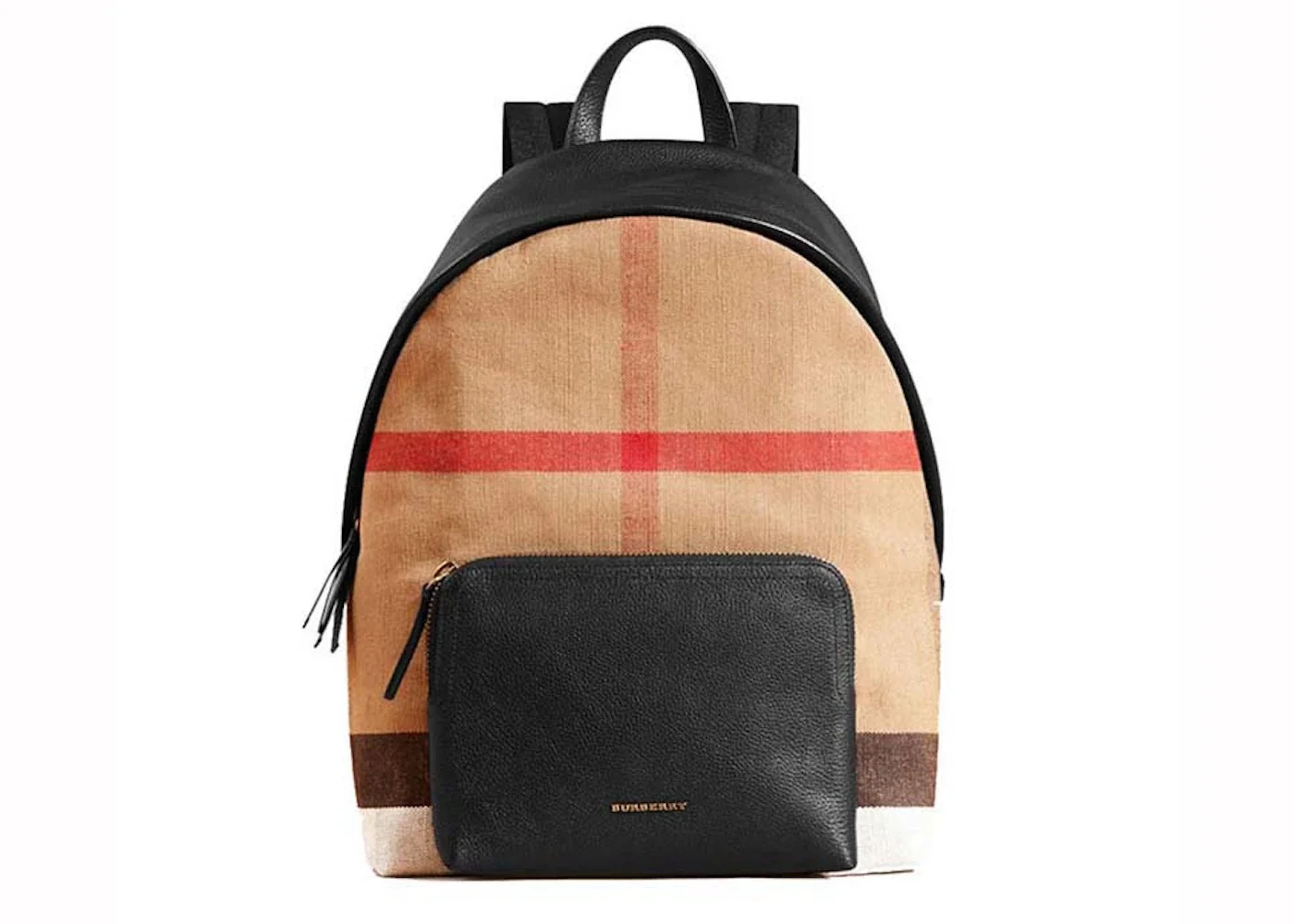 Burberry Abbeydale House Check Canvas and Leather Backpack Large Tan/Black - 1