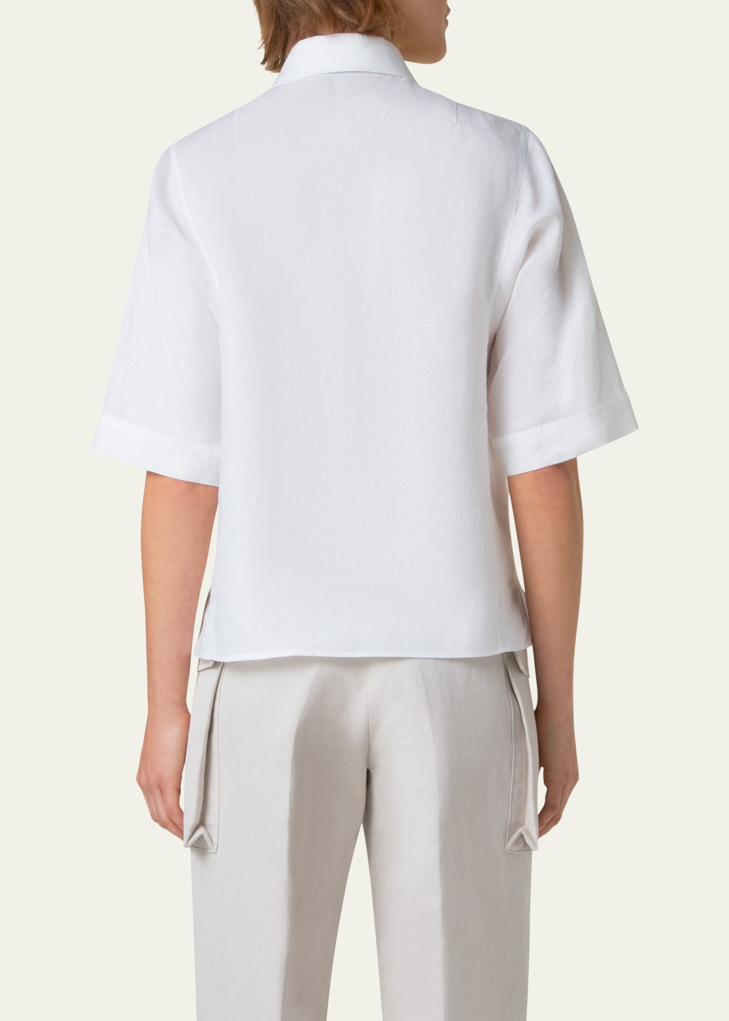 Linen Short Sleeve Blouse - 3