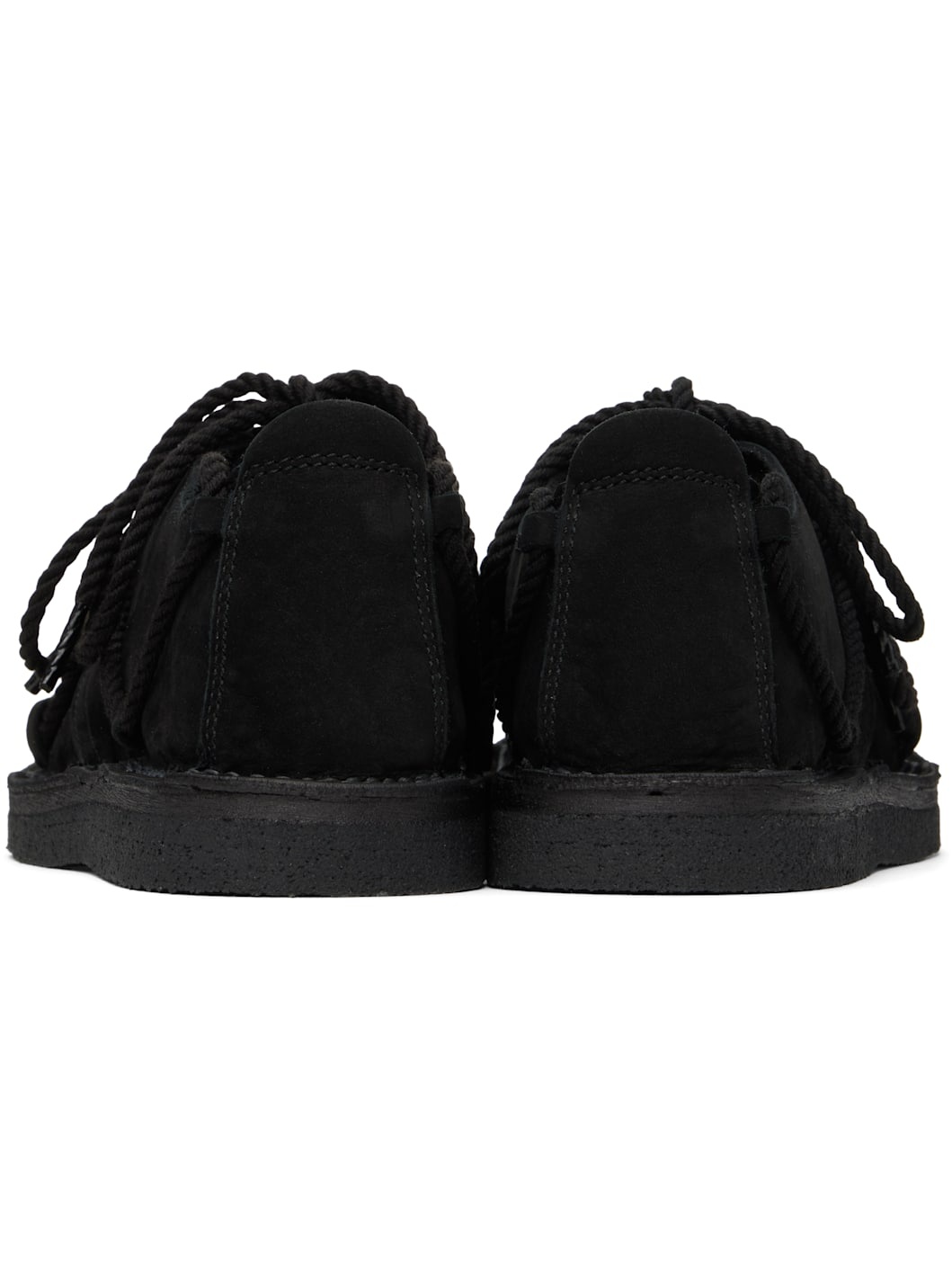 Black Nubuck Leather Random Rope Loafers - 2