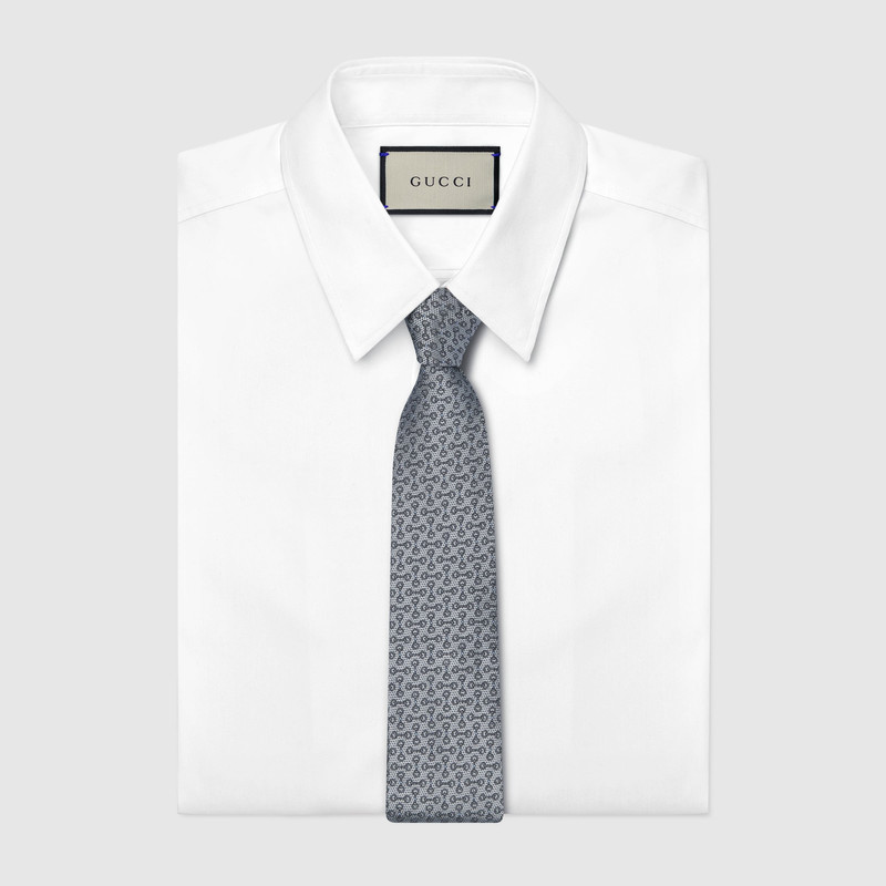 GUCCI Horsebit silk jacquard tie outlook