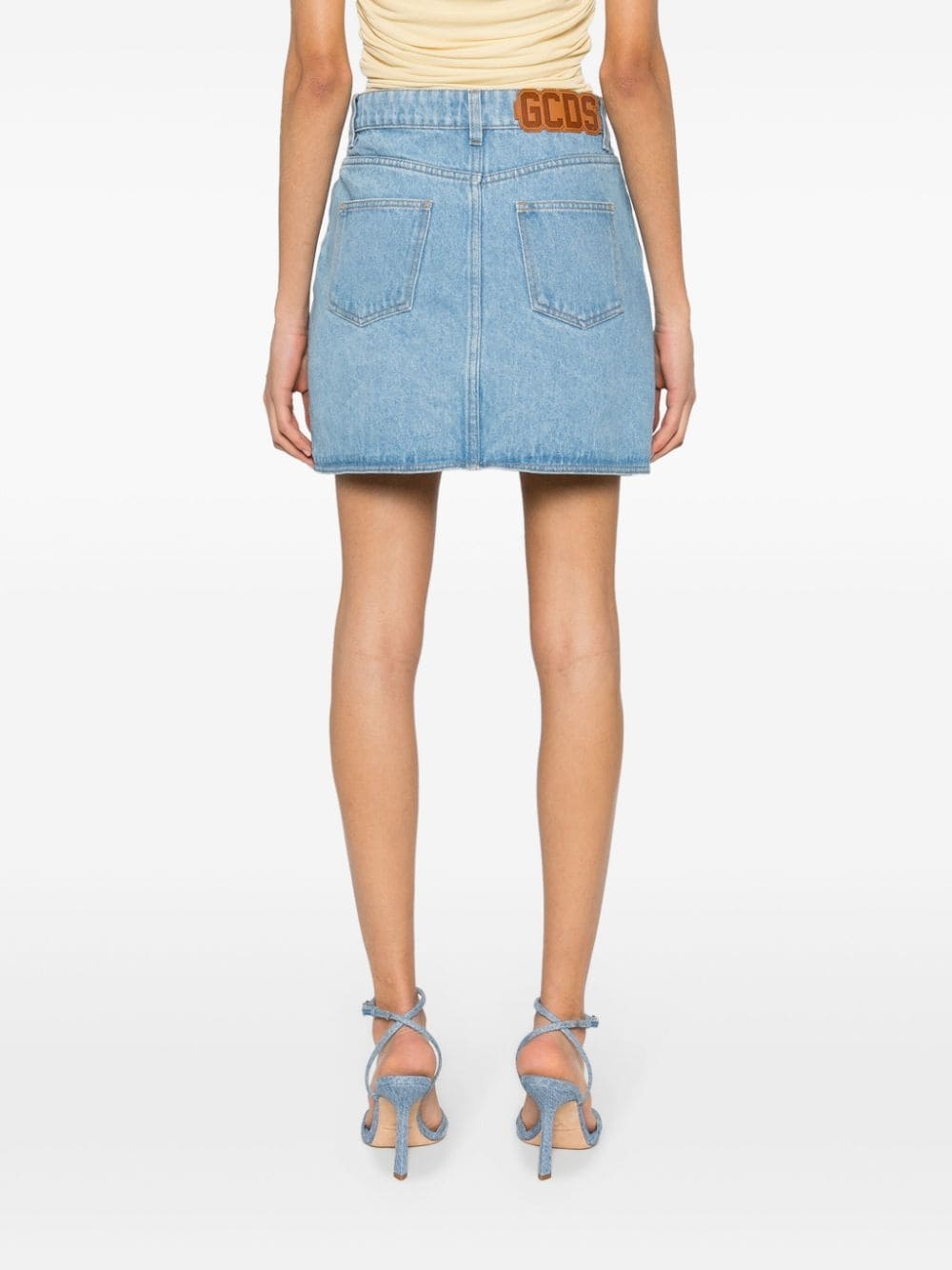 logo-embroidered mini denim skirt - 4