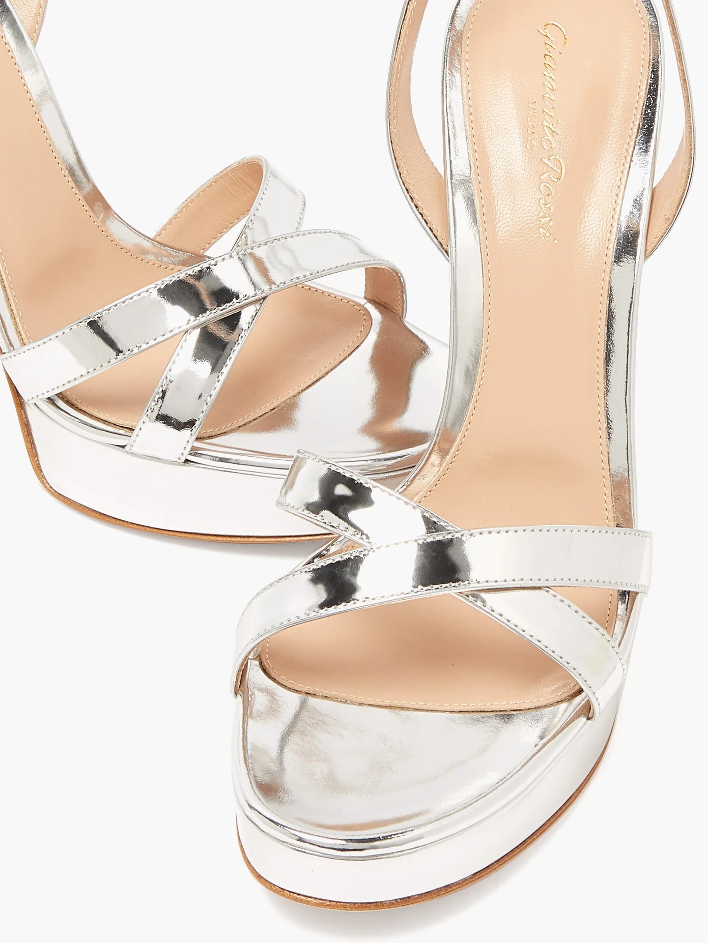 Poppy 100 metallic-leather platform sandals - 7