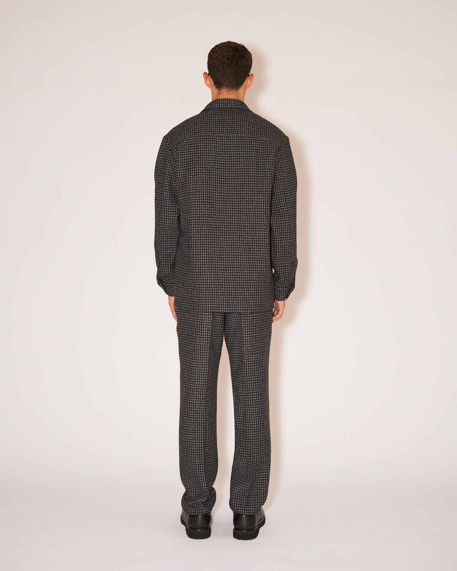 ZANDER - Wool houndstooth oversized shirt - Grey&Black - 3