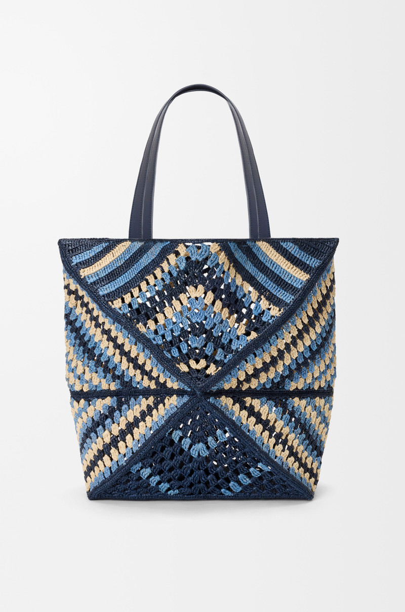 XL Puzzle Fold tote in raffia 7