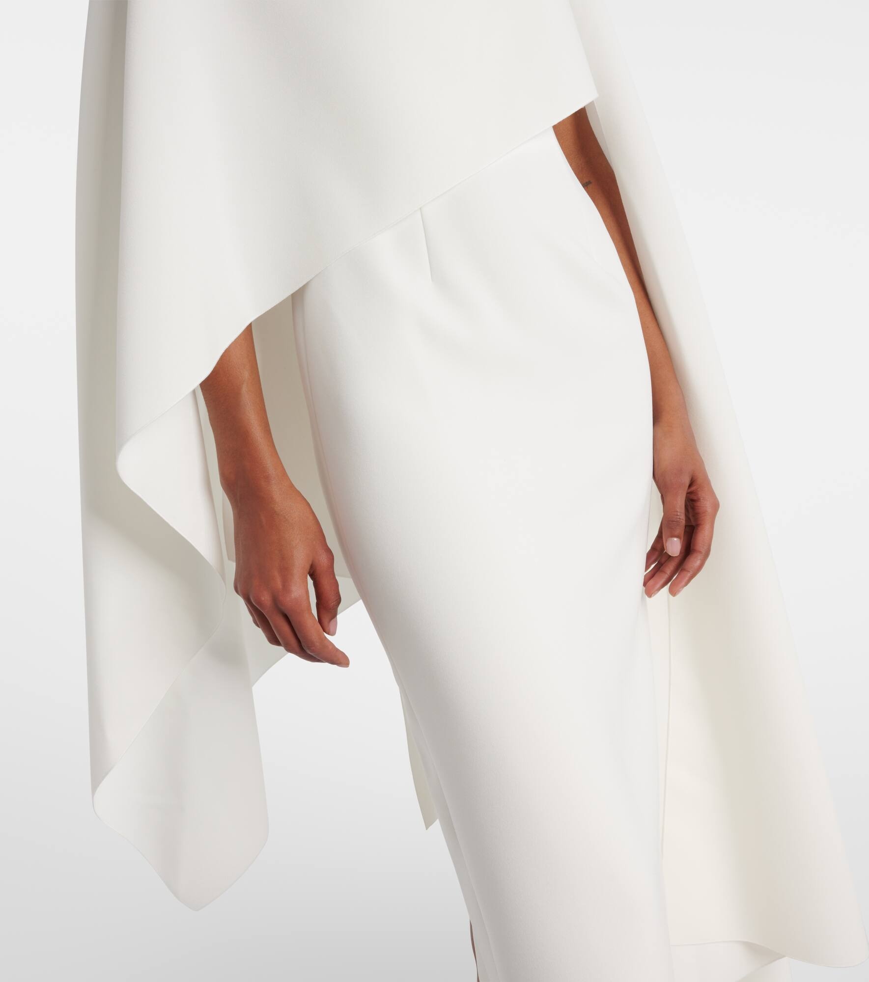 Bridal Demetria caped crêpe midi dress - 5
